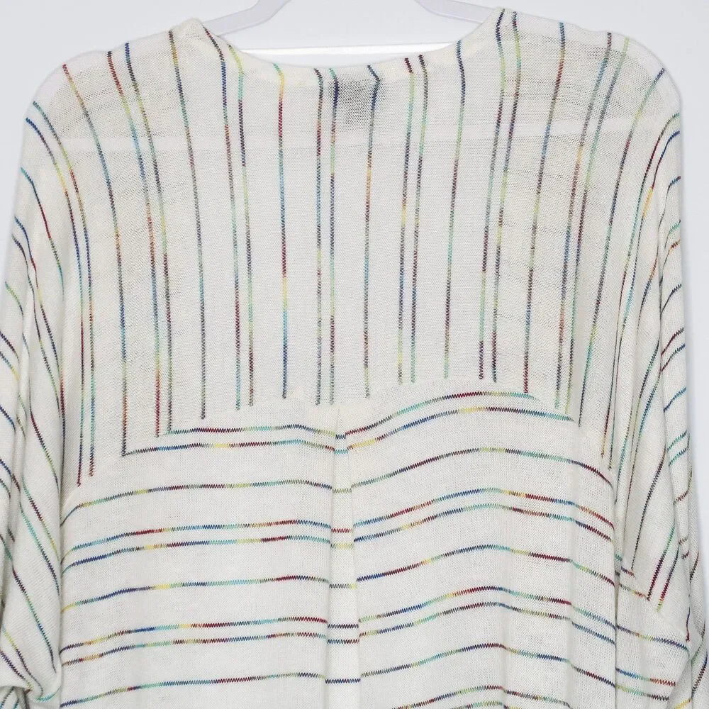 Torrid White Open Front‎ Cardigan Size 2X Multicolor Striped Rainbow Long Sleeve